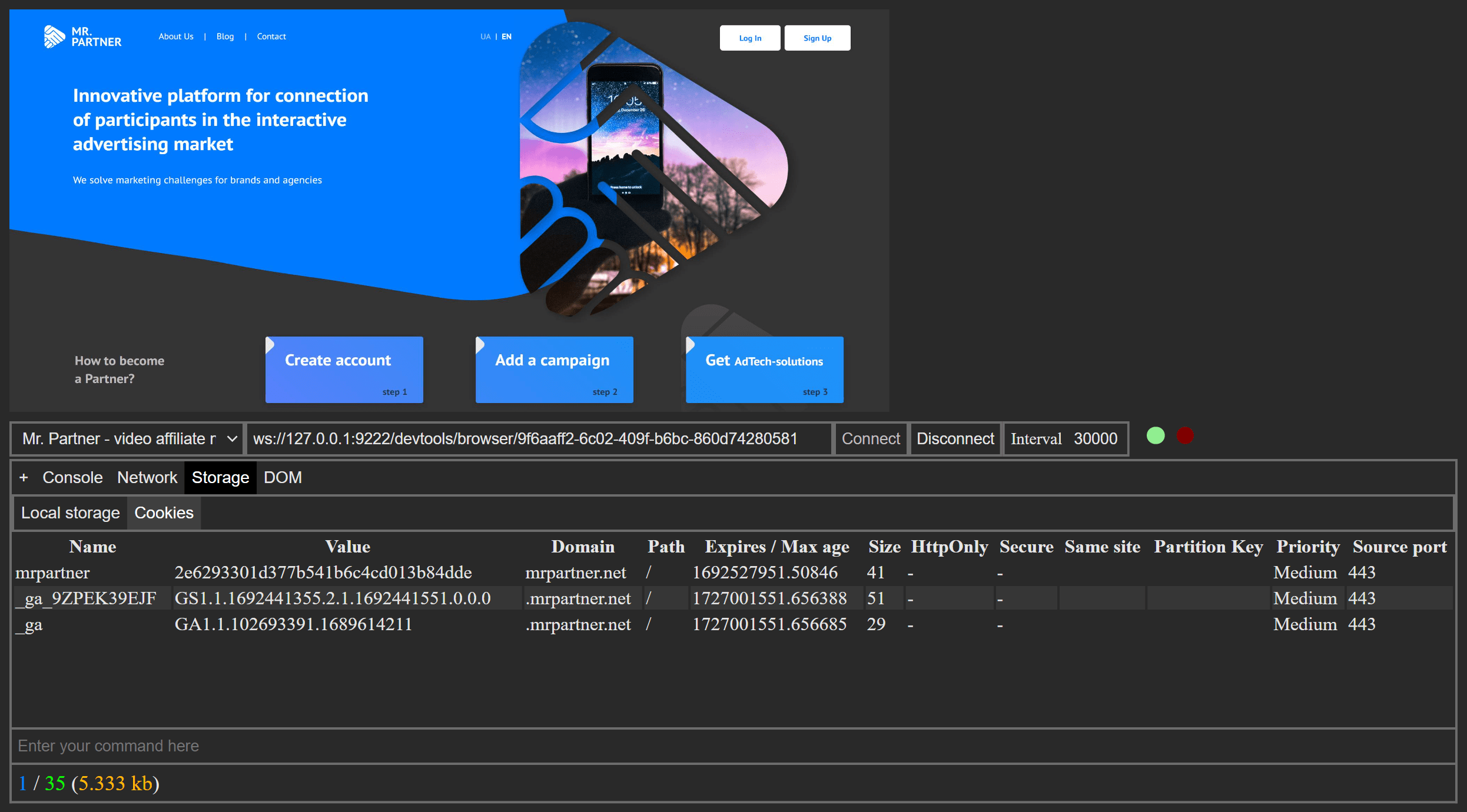 Corteq ChromeDevtools protocol screenshot 0